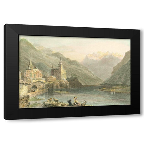 Pastoral Riverscape I Black Modern Wood Framed Art Print with Double Matting by Bartlett, William H.