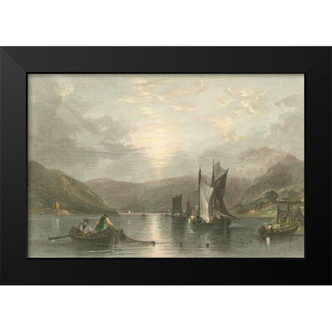 Pastoral Riverscape II Black Modern Wood Framed Art Print by Bartlett, William H.