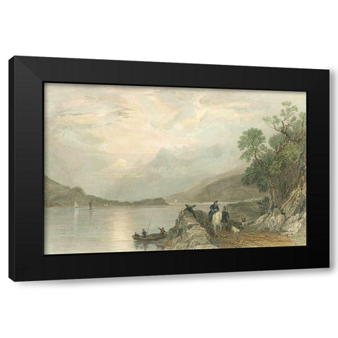 Pastoral Riverscape III Black Modern Wood Framed Art Print with Double Matting by Bartlett, William H.