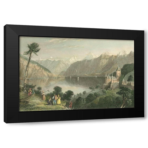 Pastoral Riverscape V Black Modern Wood Framed Art Print by Bartlett, William H.