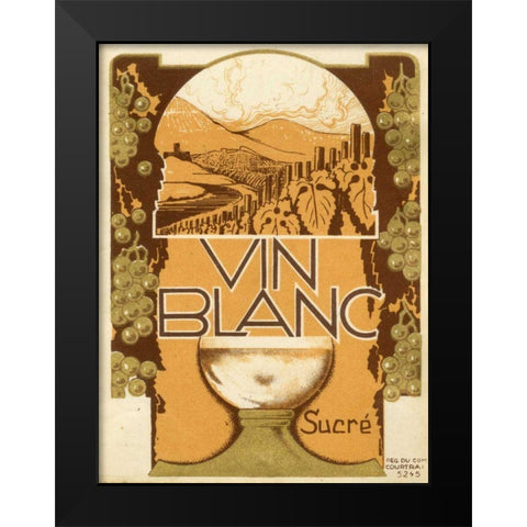 Vin Blanc Black Modern Wood Framed Art Print by Unknown