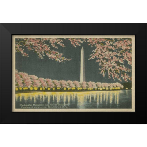 Washington Monument at Night Black Modern Wood Framed Art Print by Unknown