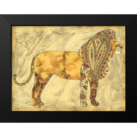 Royal Lion Black Modern Wood Framed Art Print by Zarris, Chariklia
