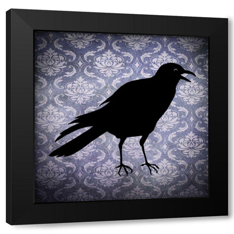 Crow and Damask Black Modern Wood Framed Art Print by Vision Studio