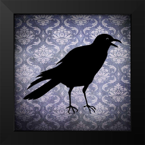 Crow and Damask Black Modern Wood Framed Art Print by Vision Studio