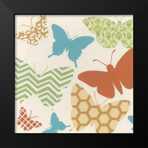 Butterfly Patterns I Black Modern Wood Framed Art Print by Vess, June Erica