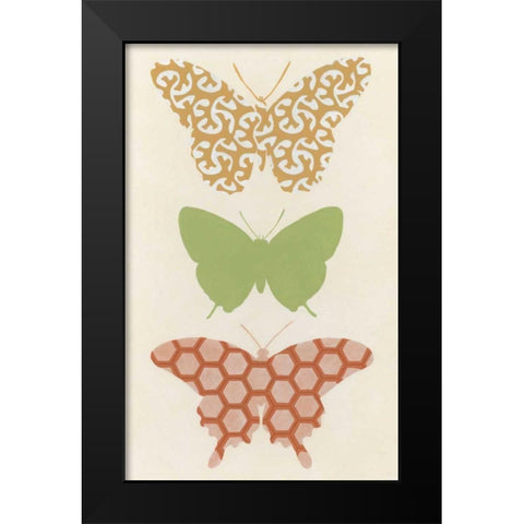 Butterfly Patterns III Black Modern Wood Framed Art Print by Vess, June Erica