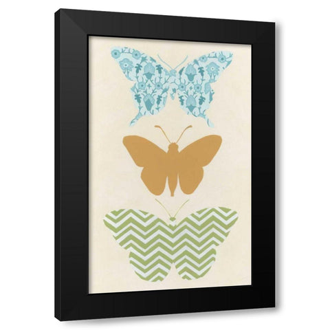 Butterfly Patterns IV Black Modern Wood Framed Art Print by Vess, June Erica