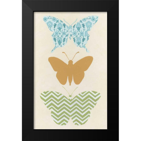 Butterfly Patterns IV Black Modern Wood Framed Art Print by Vess, June Erica
