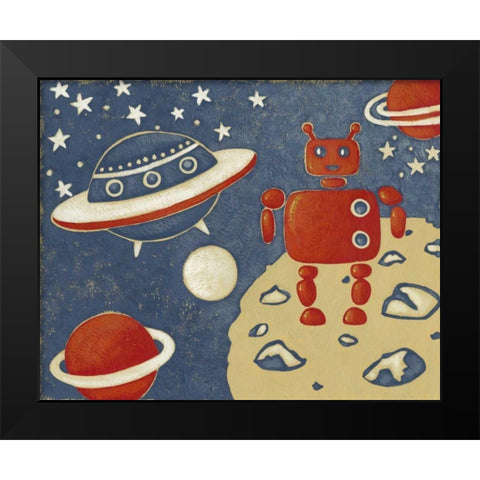 Space Explorer II Black Modern Wood Framed Art Print by Zarris, Chariklia