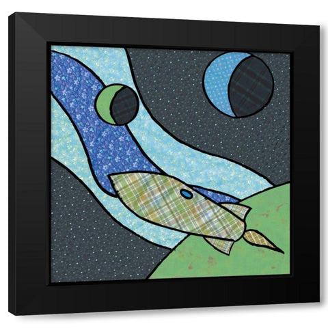 Patchwork Planets I Black Modern Wood Framed Art Print by Swinford, Charles