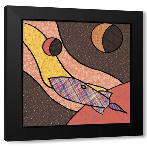 Patchwork Planets II Black Modern Wood Framed Art Print by Swinford, Charles