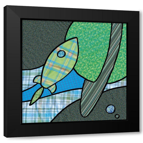 Patchwork Planets III Black Modern Wood Framed Art Print by Swinford, Charles
