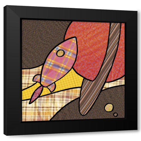 Patchwork Planets IV Black Modern Wood Framed Art Print by Swinford, Charles