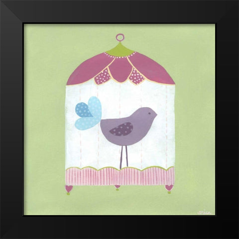 Patchwork Birdcage I Black Modern Wood Framed Art Print by Vess, June Erica