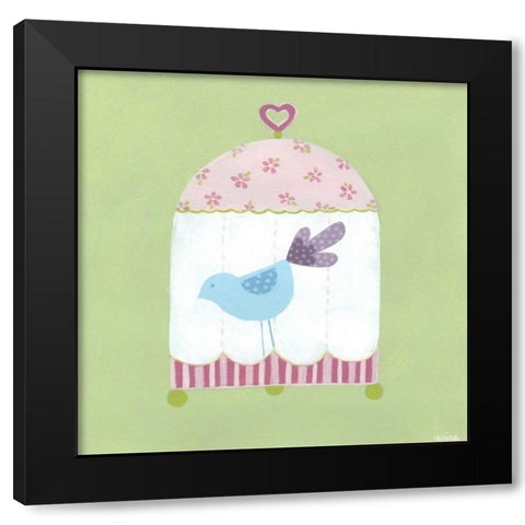Patchwork Birdcage II Black Modern Wood Framed Art Print with Double Matting by Vess, June Erica