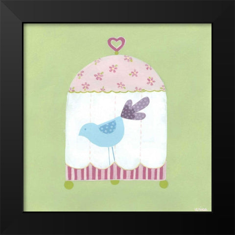 Patchwork Birdcage II Black Modern Wood Framed Art Print by Vess, June Erica