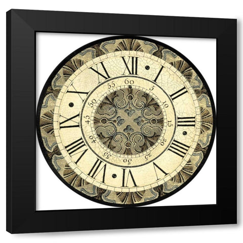 Small Vintage Motif Clock Black Modern Wood Framed Art Print with Double Matting by Vision Studio