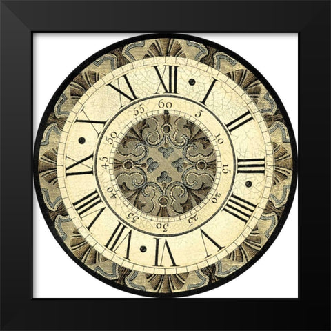 Small Vintage Motif Clock Black Modern Wood Framed Art Print by Vision Studio
