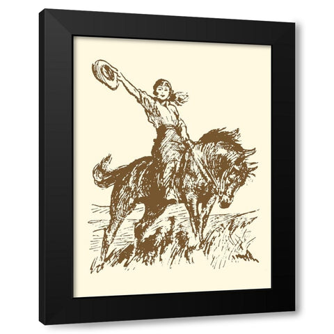 Small Cowgirl Black Modern Wood Framed Art Print by Vision Studio