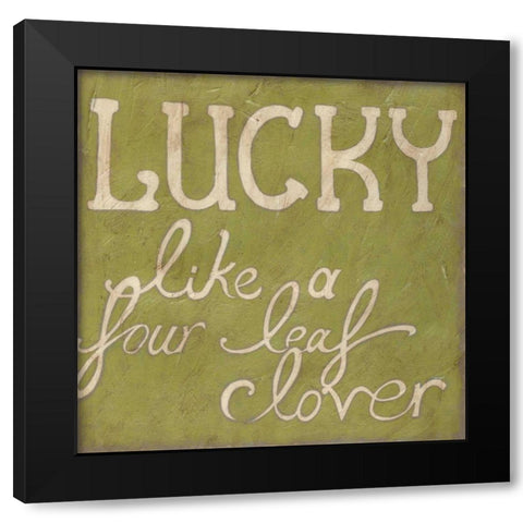 Four Leaf Clover Black Modern Wood Framed Art Print with Double Matting by Zarris, Chariklia