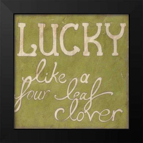 Four Leaf Clover Black Modern Wood Framed Art Print by Zarris, Chariklia