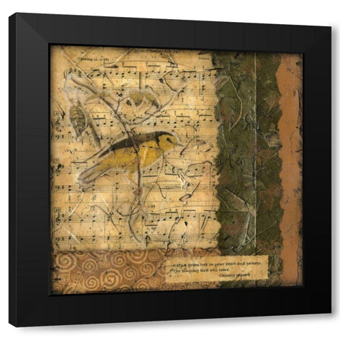 Bird Melody II Black Modern Wood Framed Art Print by Slocum, Nancy