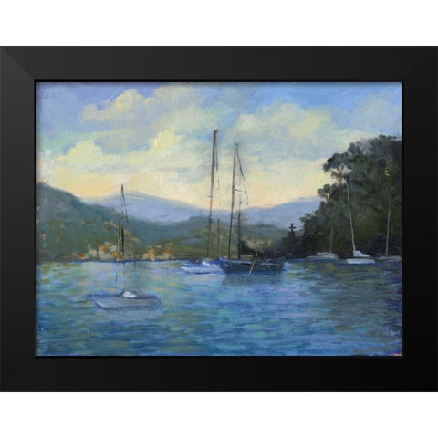Portofino Bay Black Modern Wood Framed Art Print by Weber, Mary Jean