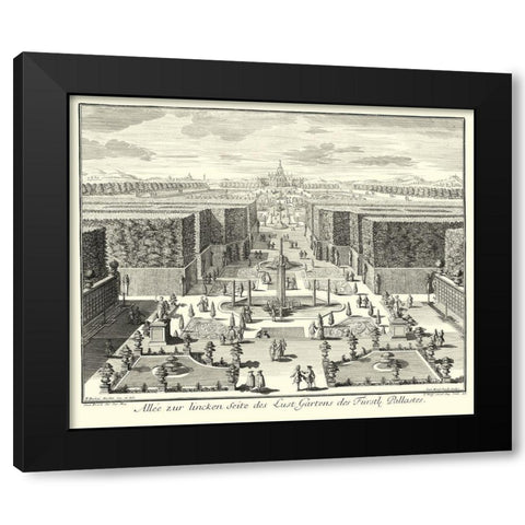 Fountains of Versailles I Black Modern Wood Framed Art Print with Double Matting by Decker