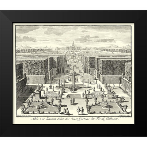 Fountains of Versailles I Black Modern Wood Framed Art Print by Decker