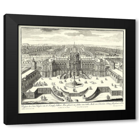 Fountains of Versailles II Black Modern Wood Framed Art Print by Decker