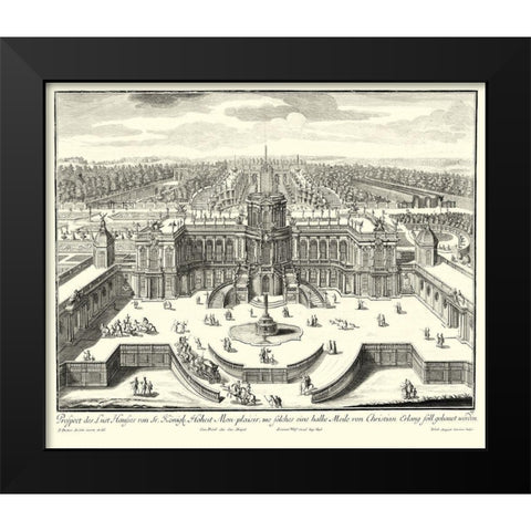 Fountains of Versailles II Black Modern Wood Framed Art Print by Decker