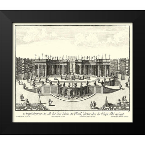 Fountains of Versailles III Black Modern Wood Framed Art Print by Decker