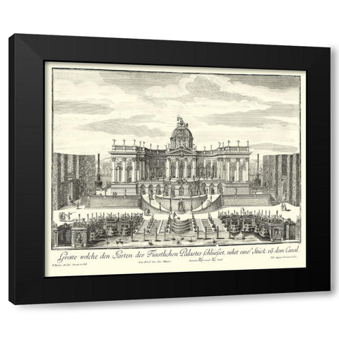 Fountains of Versailles IV Black Modern Wood Framed Art Print with Double Matting by Decker