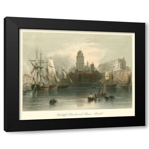 Radcliffe Church And Basin Bristol Black Modern Wood Framed Art Print with Double Matting by Bartlett, William H.