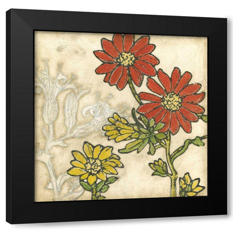 Indian Summer Florals I Black Modern Wood Framed Art Print by Meagher, Megan