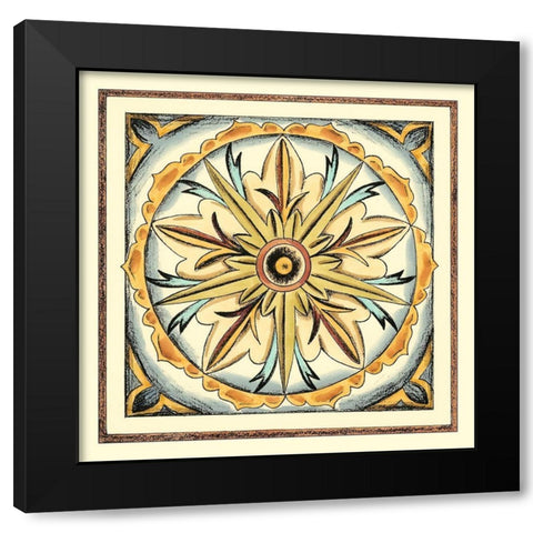 Crackled Cloisonne Tile I Black Modern Wood Framed Art Print with Double Matting by Zarris, Chariklia