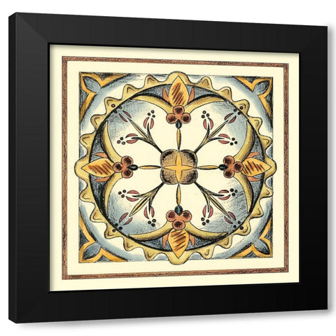 Crackled Cloisonne Tile III Black Modern Wood Framed Art Print with Double Matting by Zarris, Chariklia