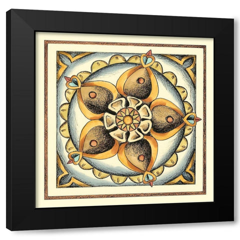 Crackled Cloisonne Tile V Black Modern Wood Framed Art Print with Double Matting by Zarris, Chariklia