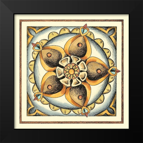 Crackled Cloisonne Tile V Black Modern Wood Framed Art Print by Zarris, Chariklia