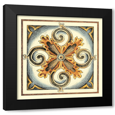 Crackled Cloisonne Tile VI Black Modern Wood Framed Art Print with Double Matting by Zarris, Chariklia