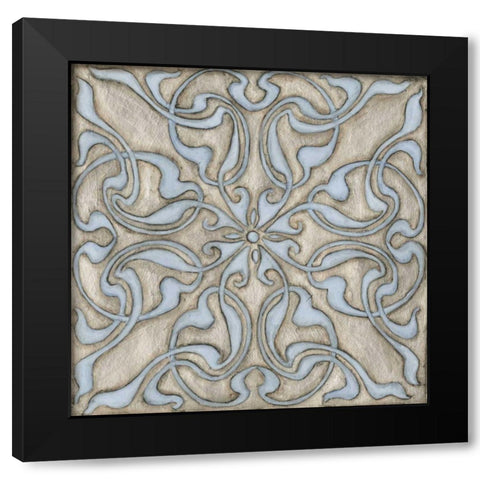 Silver Filigree V Black Modern Wood Framed Art Print with Double Matting by Meagher, Megan