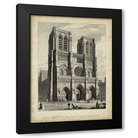 West Front-Notre Dame Black Modern Wood Framed Art Print with Double Matting by Pugin, A.