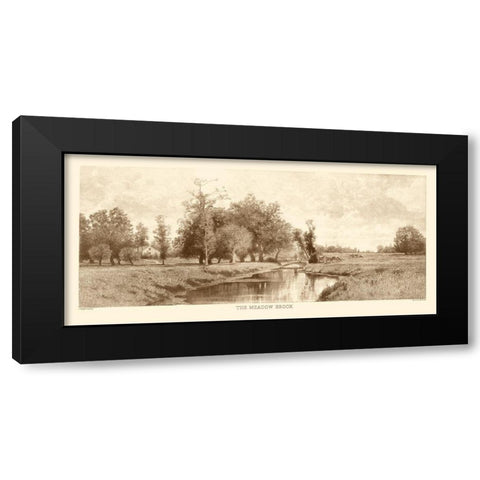 The Meadow Brook Sepia Black Modern Wood Framed Art Print by Eaton, C. Harry