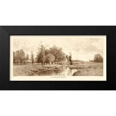 The Meadow Brook Sepia Black Modern Wood Framed Art Print by Eaton, C. Harry