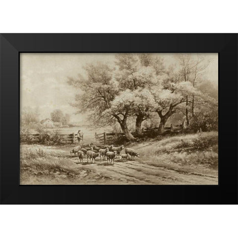 Herding Sheep Black Modern Wood Framed Art Print by Weber, Carl