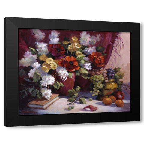 Red Poppies Black Modern Wood Framed Art Print with Double Matting by Johnston, Maxine