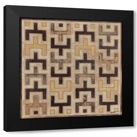 Antique Mudcloth I Black Modern Wood Framed Art Print with Double Matting by Wyatt Jr., Norman