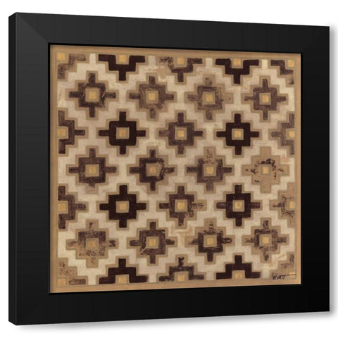 Antique Mudcloth II Black Modern Wood Framed Art Print with Double Matting by Wyatt Jr., Norman