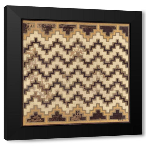 Antique Mudcloth III Black Modern Wood Framed Art Print with Double Matting by Wyatt Jr., Norman